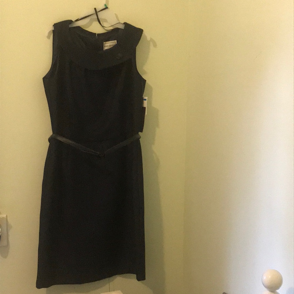 Navy blue belted dress